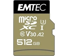 Atminties kortelė Karta Emtec Speedin Pro Micro SDXC 512 GB 10 klasės UHS-I/U3 A2 V30 (ECMSDM512GXC10SP)