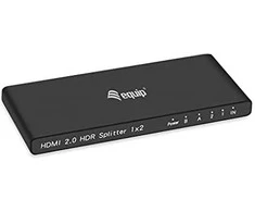 Przełącznik Equip Equip HDMI Splitter 2.0 2 Port Ultra Slim 4K/60Hz juodas