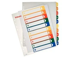 Skiriamieji lapai Esselte Project, A4, 1-10 spalvos, plastikiniai 0807-118