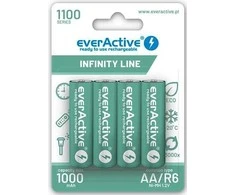 AA / R06 Ni-MH everActive 1100mAh Infinity Line baterijos 3000 ciklų (4 lizdinė plokštelė)
