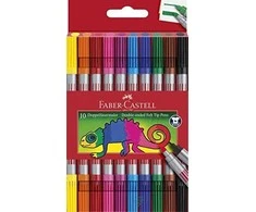 Flomasteriai Faber-Castell, dvipusiai, 10 spalvų