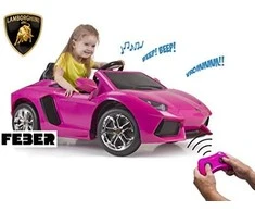 FEBER Lamborghini Aventador Rožinė elektrinis automobilis vaikams 6V