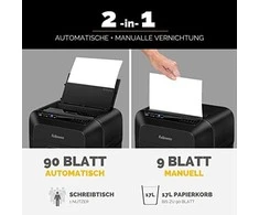 Fellowes Mini-Cut | AutoMAX 90M | Juodas | 17 L | Popieriaus smulkinimas | Kreditinių kortelių smulkinimas