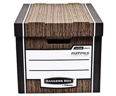 Archyvinė dėžė Fellowes Woodgrain Bankers Box, 325x285x385mm, kartoninė, su dangčiu, 2 vnt, rudos spalvos