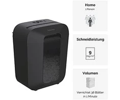 Fellowes Powershred | LX50 | Juodas | 17 L | Kreditinių kortelių smulkinimas | Popieriaus apdorojimo standartas / išvestis 9 lapai per eigą | Skersinis smulkintuvas | Garantija 24 mėn.