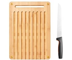 Fiskars Functional Form bambukinės lentelės duonai ir duonos peilio komplektas 1057551