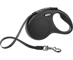 Flexi New Classic S pavadėlis šunims iki 15kg juostinis 5m juodos spalvos