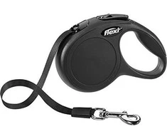 Flexi New Classic XS pavadėlis šunims iki 12kg juostinis 3m juodos spalvos