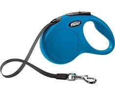 Flexi New Classic S pavadėlis šunims iki 15kg juostinis 5m mėlynos spalvos