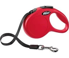 Flexi New Classic XS pavadėlis šunims iki 12kg juostinis 3m raudonos spalvos