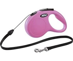 Pavadėlis FLEXI NEW CLASSIC S, rožinis, 5 m