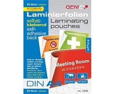 Genie GENE Laminiertaschen 25 A4 selabstklenn 80 Mic.