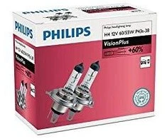 Lemputė H4 12V 2vnt. 60/55W +60% VisionPlus Philips