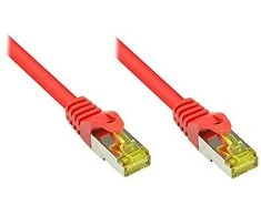 Good Connections Geros jungtys RJ45 Komutacinis kabelis su Cat.7 RohCable ir Rastnasenschutz (RNS), S/FTP, PiMF, be halogenų, 600MHz, OFC, raudonas, 1m, Geros jungtys (8070R- 010R)