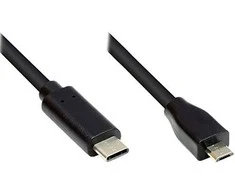 GoodConnections Good Connections Anschlusskabel 2m USB 2.0 USB-C zu USB 2.0 Micro B juodas
