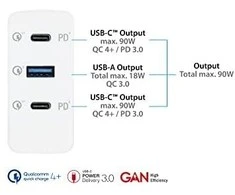 Good Connections Alcasa PCA-W001W nešiojamas įkroviklis universalus baltas kintamosios srovės greito įkrovimo vidinis įkroviklis