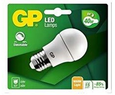 GP - LED lemputė, mini rutulinė, E27, DIM, 6W (40W), 470lm,