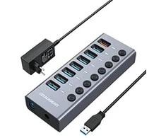 HUB USB Graugear 7 prievadų USB-A 3.0 HUB + 1x įkrovimo prievadas
