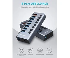 HUB USB Graugear 7 prievadų USB-A 3.0 HUB + 1x įkrovimo prievadas