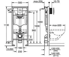 Grohe WC rėmo komplektas Rapid SL 3in1 su mygtuku Skate Air 38722001