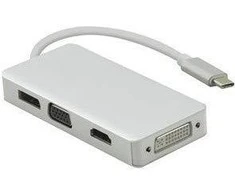 helos HUB, USB 3.1 Type-C St./DP/HDMI/DVI/VGA Bu, PREMIUM 4K, sidabrinis