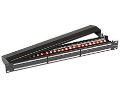 Efb Elektronik EFB EFB Komutacinė panelė STP 24xRJ45 Cat6A klasė vnt. 48,26 cm 19 zonų 1HE RAL9005 SCHWARZ 10 Gbit