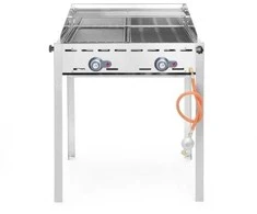 Dujinis grilis "Žalias Fire" 2 degiklių 11,6kW su dangteliu ir lentyna - Hendi 149508