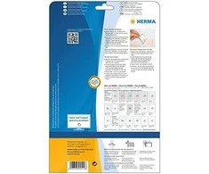 Herma Etiketės su pavadinimais, nuimamos, A4, 80 x 50 mm, baltos, atskiriamos, pagamintos iš acetato šilko, skirtos spausdinti - 4514