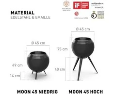 Laužavietė HOFATS MOON 45 Juodas su aukštu laikikliu