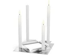 Žvakių laikiklių rinkinys HOFATS SQUARE CANDLE Sidabrinis, 4 vnt.