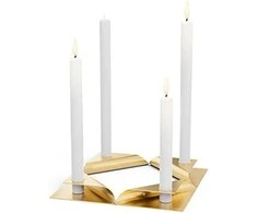 Žvakių laikiklių rinkinys HOFATS SQUARE CANDLE Auksinis, 4 vnt.