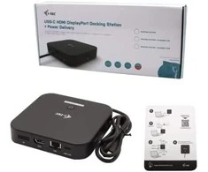 I-TEC USB-C Dual Ekranas MST DS 1xDP 1xHDMI 1xGLAN 3xUSB 3.0 2x USB 2.0 1xUSB-C-Datei 1xGarso / mikrofono lizdas 1x100W USB-C PD