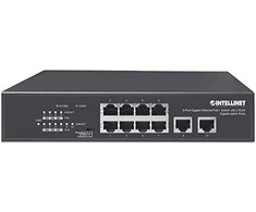 Šakotuvas Intellinet 561402 jungiklis Gigabit 8x RJ45 PoE+, 2x RJ45 Uplink