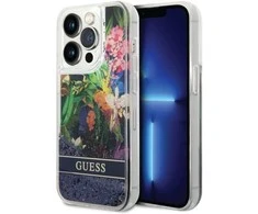 GUESS GUHCP13LLFLSB IPHONE 13 PRO / 13 6.1 "Mėlynas / Mėlynas HARDCASE FLOWER LIQUID GLITTER