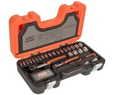 Bahco Galvučių rinkinys 1/4"+3/8" 4-21mm galvutėms, siauroms terkšlėms + ilgiems ir trumpiems antgaliams. 91vnt