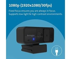 Kensington W1050 plataus kampo internetinė kamera su fiksuotu fokusavimu, 1080p