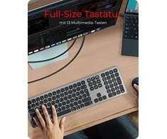 RaidSonic KeySonic KSK-8023BTRF (DE) klaviatūra Universalus Bluetooth QWERTZ German Anthracite, Juodas