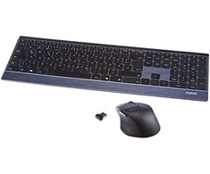 Klaviatūra Rapoo Kabelloses Multi-Mode-Deskset "9500M", Juodas Ultraflaches 4,5-mm-Design - kabellose Multimodus-Verbindung - Tastaturlayout: QWERTZ (deutsch) - L