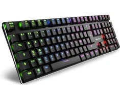 Klaviatūra Mėlyna Sharkoon PureWriter RGB (juodas. FR-išdėstymas. Kailh Choc Low Profile Mėlyna)