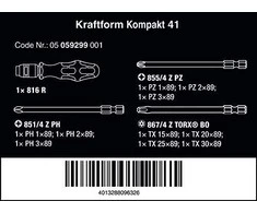 Atsuktuvas su 89 mm ilgio antgalių rinkiniu Wera Kraftform Kompakt 41, 11vnt