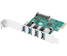LANBERG išplėtimo plokštė PCI Express > 4 x USB 3.1 GEN1 + žemo profilio laikiklis