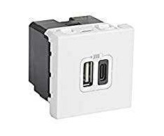 Legrand „Mosaic“ USB įkroviklis A+C tipo, 3.0A, 15W, 2M, baltas