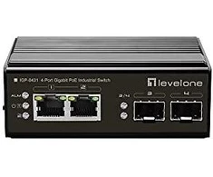 Šakotuvas Level One Switch LevelOne IGP-0431 - niezarządzalny - 2 x 10/100/1000 (PoE) + 2 x Gigabit SFP - Możliwość montażu na szynie DIN - PoE - zasilanie DC