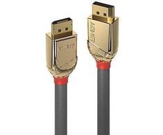 DisplayPort kabelis - LINDY Gold Line DisplayPort 1.4 kabelis, M/M, 1 m, Pilkas