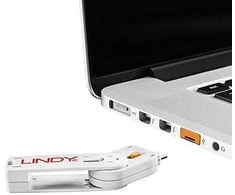 USB Prievado Blokatorius - LINDY USB A Prievado Blokatorius, 4 vnt + USB Type A Prievadai su Raktu, Oranžinis