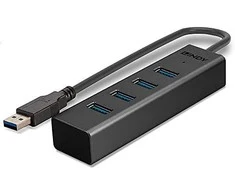 USB Hub - LINDY USB 3.0 Hub, 4 Jungtys, Juodas