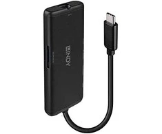 Nešiojamojo Kompiuterio Dokavimo Stotis - LINDY DST-Mini, USB-C Nešiojamojo Kompiuterio Mini Dokavimo Stotis, 4K Palaikymas, 100W Perėjimo Įkrovimas 4K HDMI®, PD 3.0 100W, Gigabit Ethernet, MicroSD ir SD, Juoda