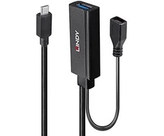 USB Prailginimo Laidas - LINDY USB 3.2 C/A Prailginimo Laidas 5Gbps 5m, Juodas
