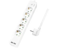 LogiLink 5 gniazd 1.5m balta | 2 x USB