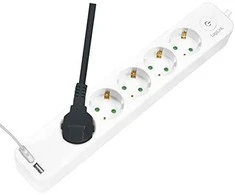 LogiLink 5 gniazd 1.5m balta | 2 x USB